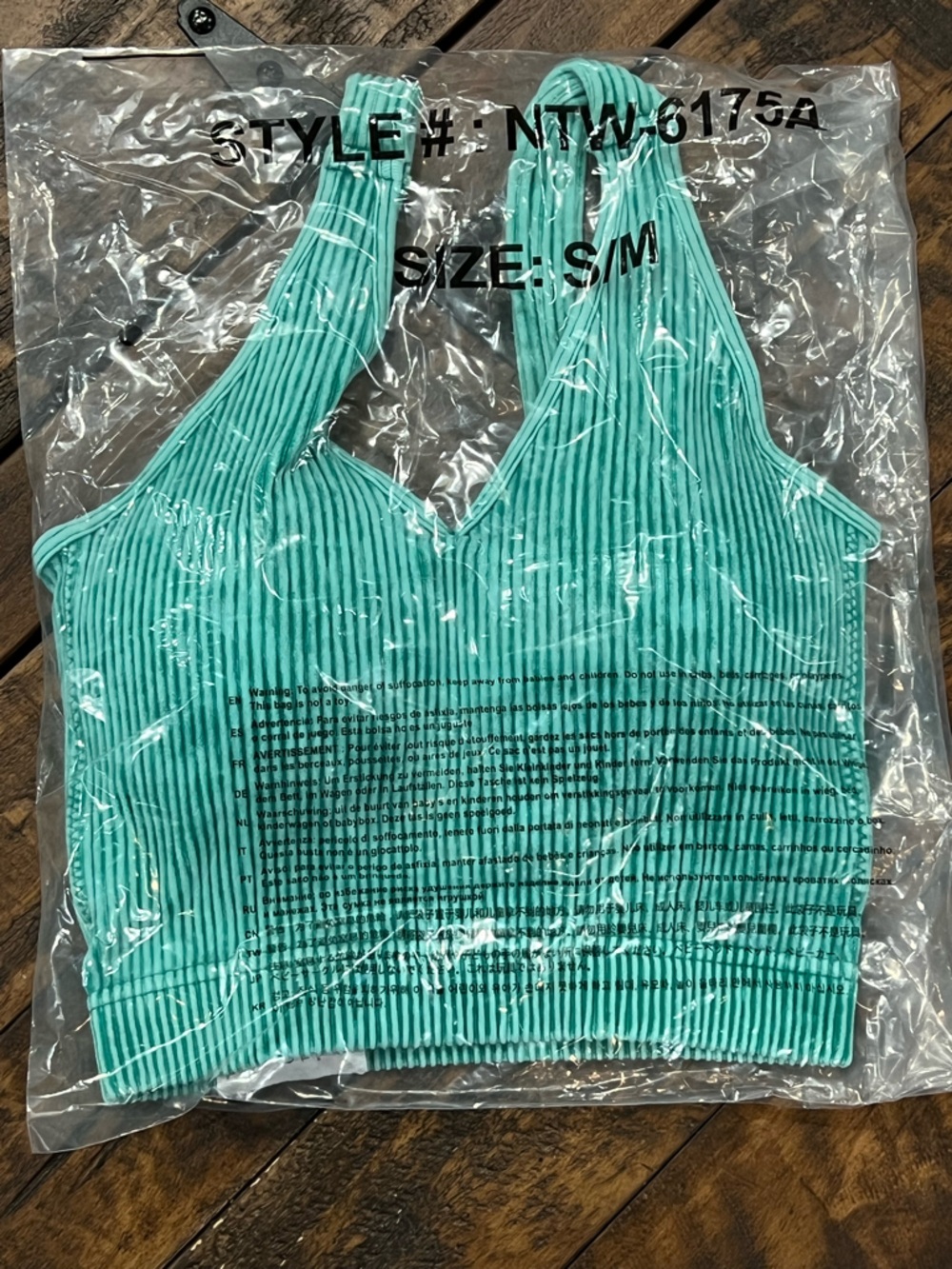 Zenana acid washed Ribbed Brami with removable pads -jade